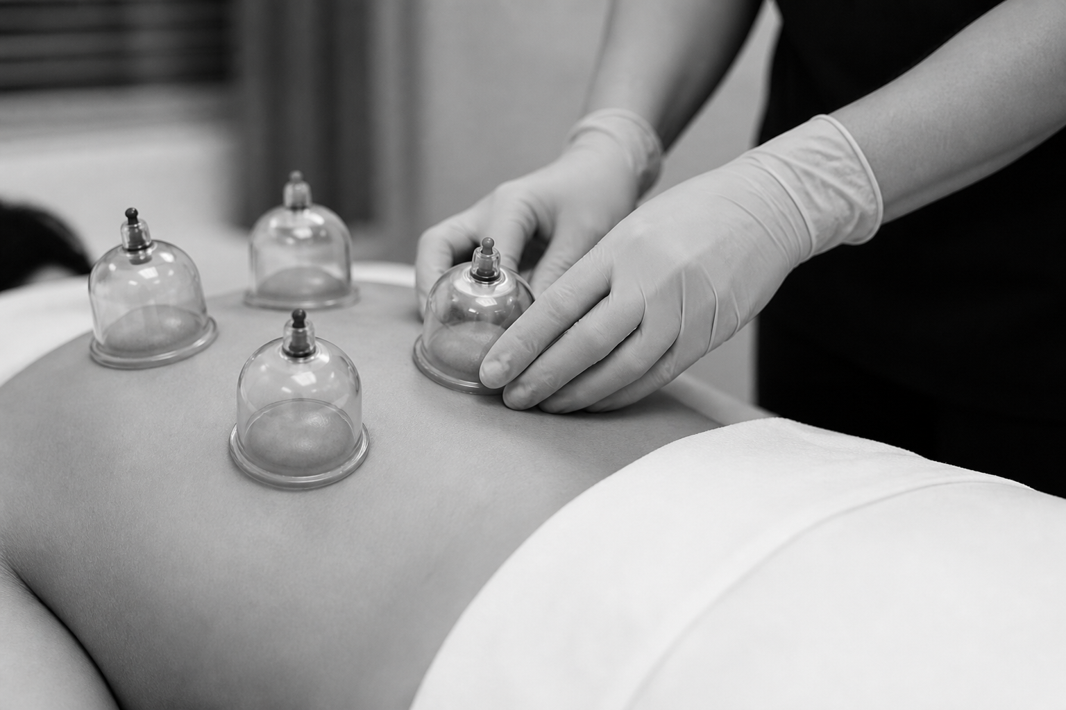 Cupping therapy treatment in the clinic