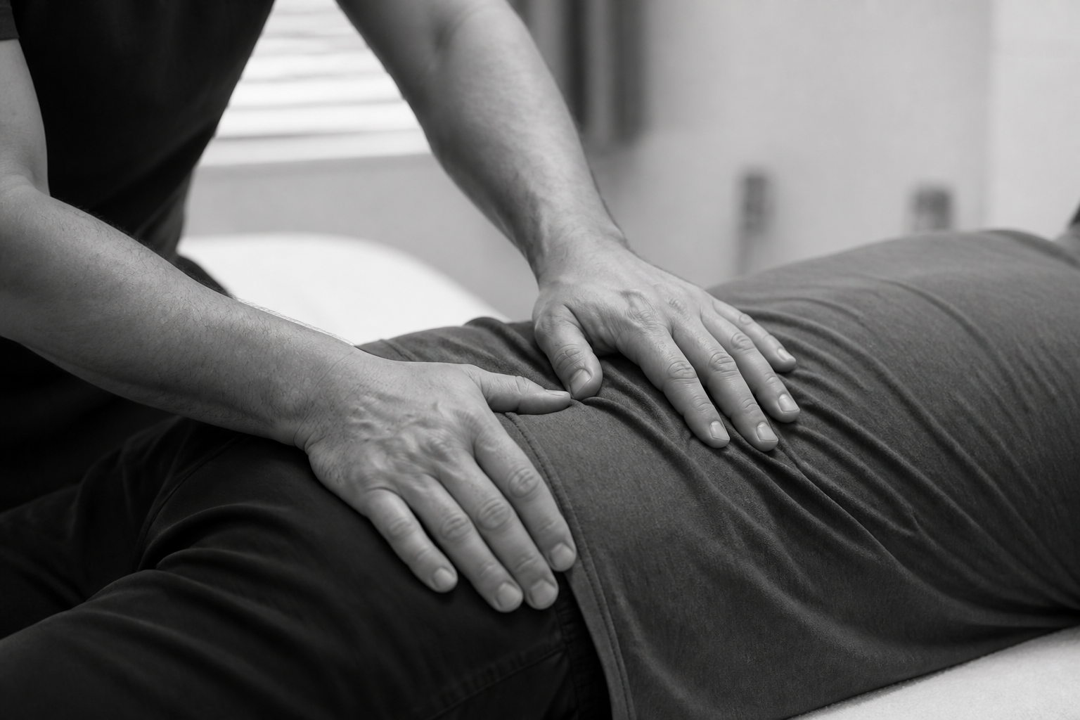 Hands-on physiotherapy treatment in the clinic